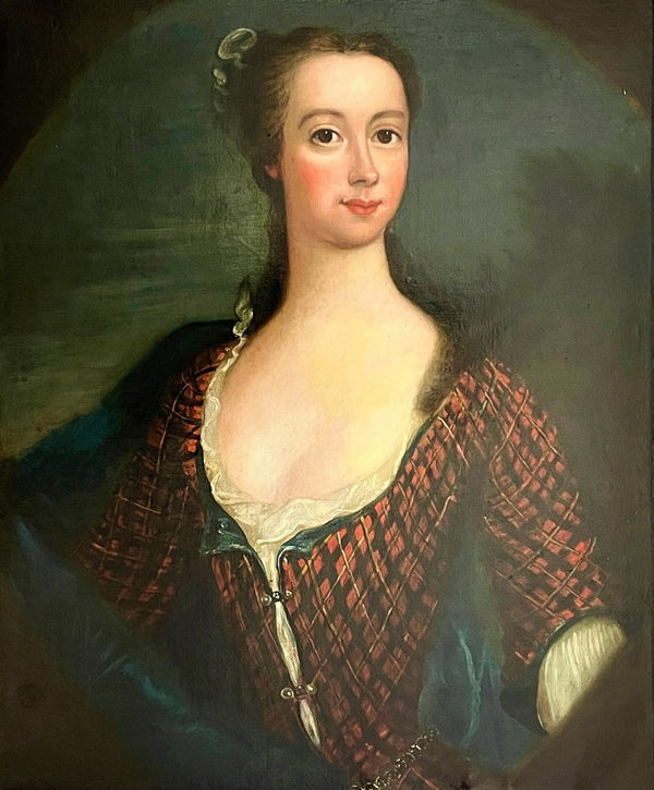 Circle of Richard Waitt, Portrait of a Young Girl in a Tartan Dress