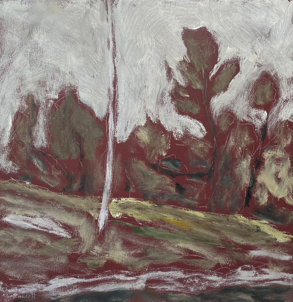 Charles Meanwell Curved Pole, 2024 oil on panel 18 x 18 in.