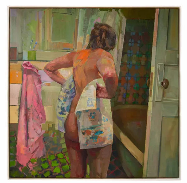 The Bather II, 2025 Dagmar Cyrulla Oil on linen 100 x 100 cm