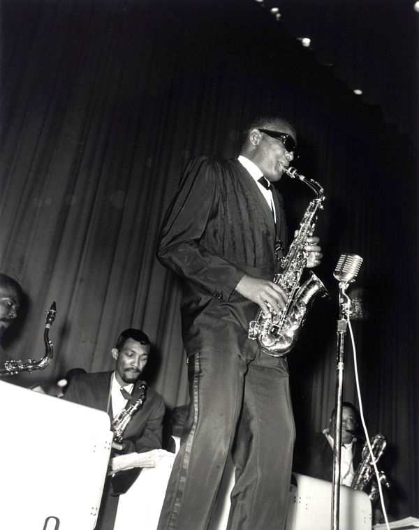 Ernest C. Withers, Ray Charles and Hank Crawford performing at City Auditorium, ca. 1961
