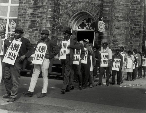 Ernest C. Withers, Corner of Hernando and Beale St., at the time of Dr. Martin Luther King's last march. Memphis, 1968