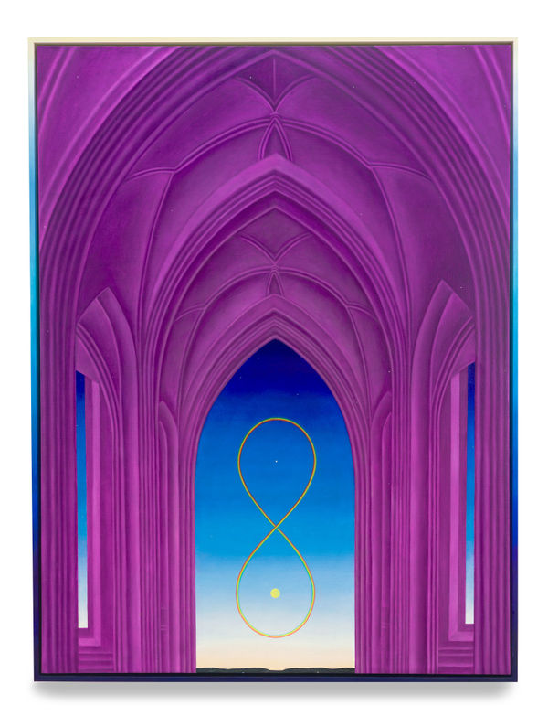 EMILY WEINER Passing Through, 2025 Oil on linen in painted wood frame 61 1/2 x 46 1/2 x 2 inches 156.2 x 118.1 x 5.1 cm