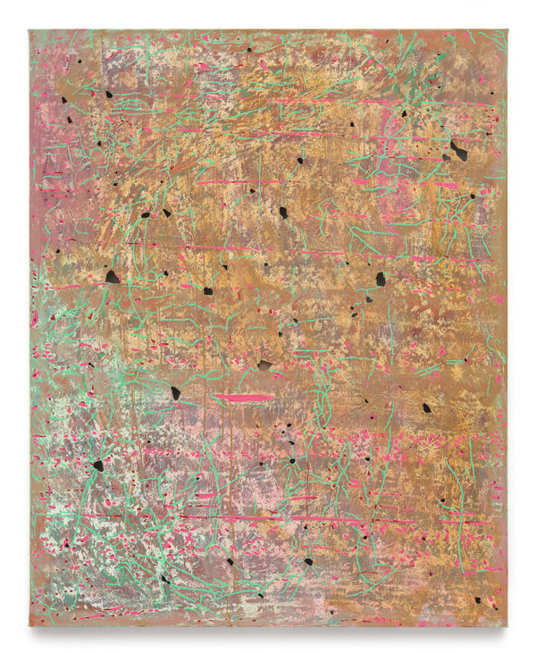 KADAR BROCK it is here now, get back near it, soul flight, 2021 - 2025 Acrylic, house paint, oil, and spray paint on canvas 60 x 48 inches 152.4 x 121.9 cm