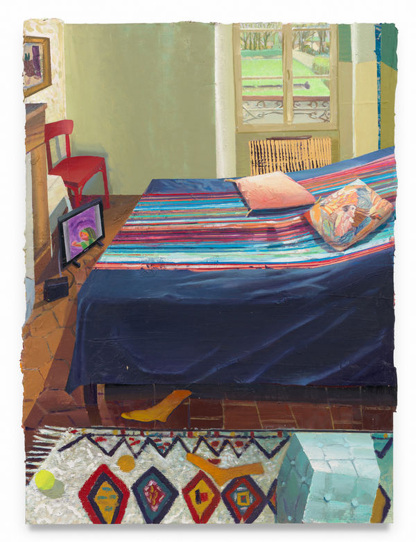 MATHIEU CHERKIT Game Over, 2024 Oil on canvas 75 3/4 x 56 1/2 inches 192.4 x 143.5 cm