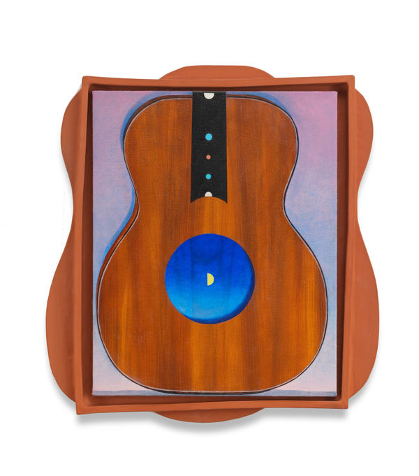 EMILY WEINER Magnifier, 2024 Oil on linen in ceramic frame 24 x 22 x 1 1/2 inches 61 x 55.9 x 3.8 cm