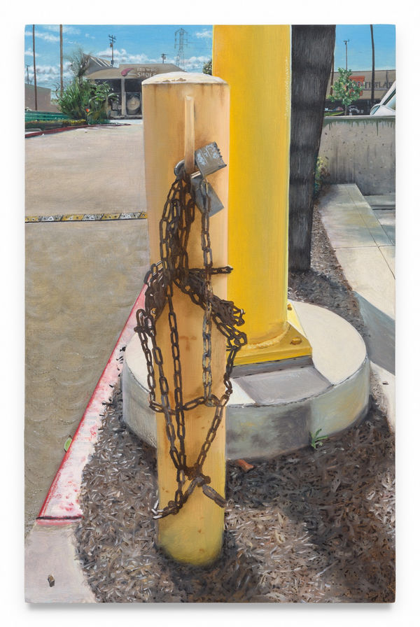 TIM HAWKINSON Flagellation Post, 2022 Oil on panel 10 7/8 x 7 inches 27.6 x 17.8 cm