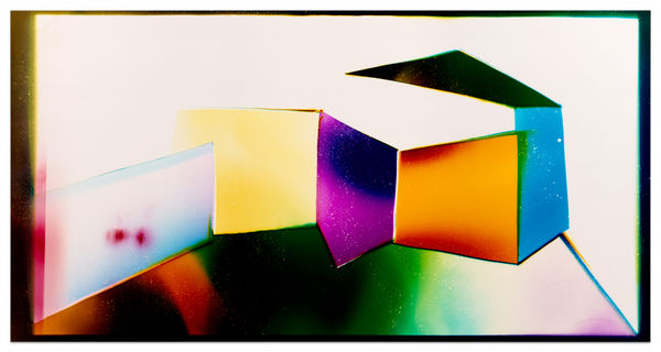 LIZ NIELSEN Folded Architecture (Mysterious), 2024 Analog Chromogenic Light Painting, on Fujiflex, Unique Framed dimensions: 43 3/4 x 80 1/2 inches 111.1 x 204.5 cm