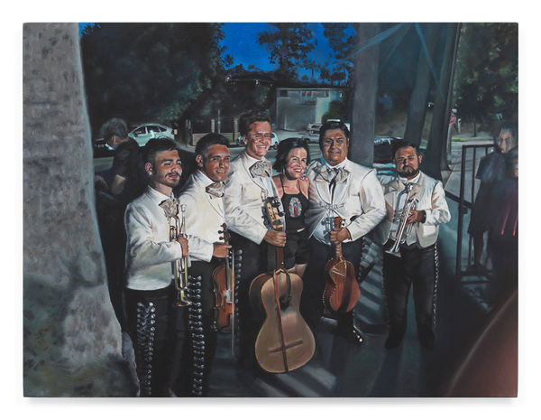 TIM HAWKINSON Christen's B-day Party, 2023 Oil on panel 7 3/4 x 10 1/4 inches 19.7 x 26 cm