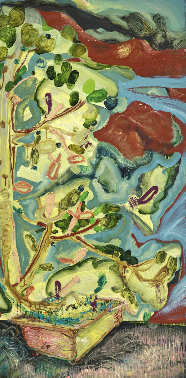 黨若洪, 《朱紅色山脈與盆景》 Scarlet Mountains and Potted Landscape, 2022