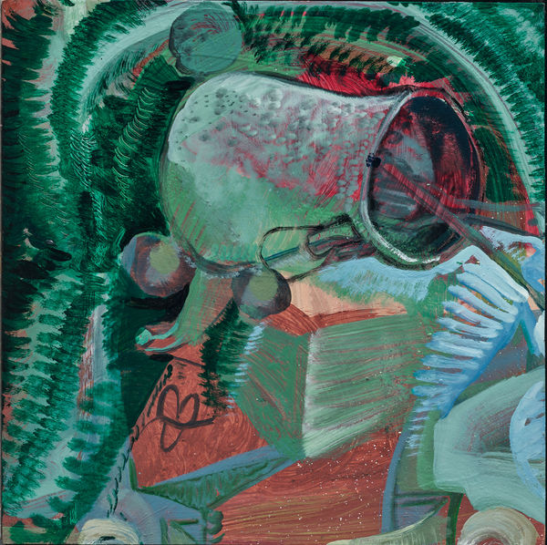 黨若洪, 《綠人，油壺與布幔》 Green Man, Oil Pot and Cloth Curtain , 2022