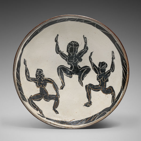 Circular platter with motif of three dancing women