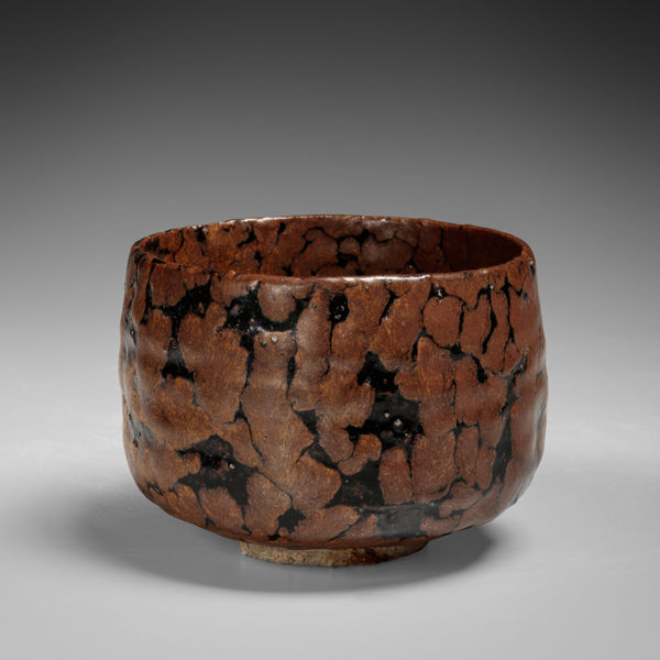Teabowl with partridge-feather glaze