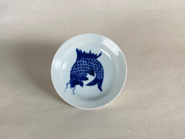 artisan's name unknown, Sometsuke Koi (carp) plates set of 2, late 1800s