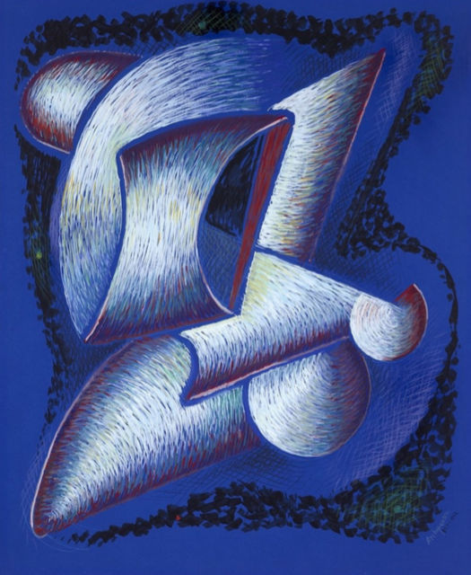 Alexander Archipenko, Form on Blue Background, executed in 1962