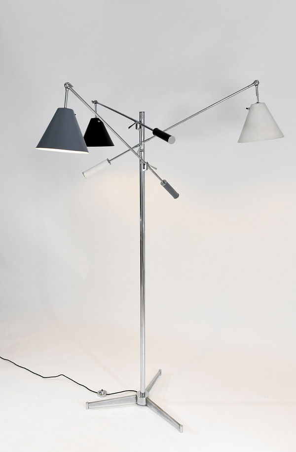 Angelo Lelii, Triennale floor lamp in chromed brass, circa 1960