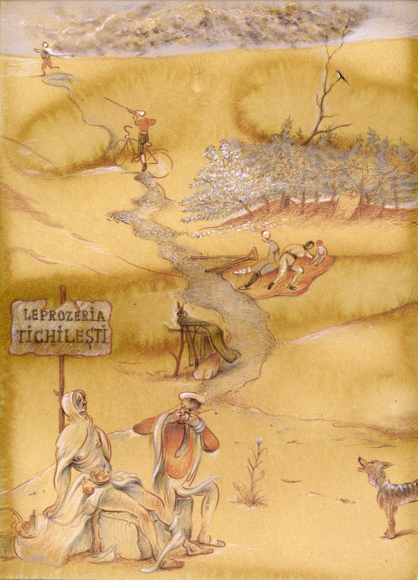 Alex Bodea The Tichilesti Leper Colony, 2023 ink and pencils on paper 29 x 21 cm Courtesy of Lutnița