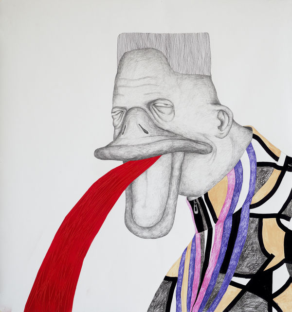 Lea Rasovszky Rainbow Guts, 2020 pencil, spray and marker on paper 104 x 94 cm