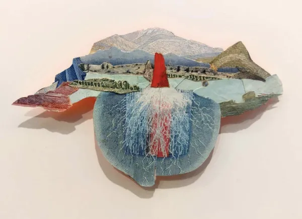 Pam Longobardi, Island of Refuge (red spire underground electricity)