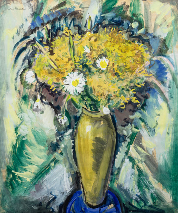 Alfred Maurer, Floral Still Life in a Gold Vase, 1926