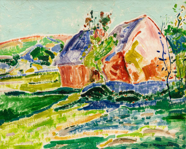 Alfred Maurer, Paysage avec maisons (Landscape with Houses), c. 1908