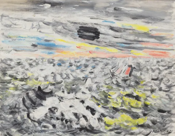 John Marin (1870-1953) Movement in Greys and Yellows, 1946 Signed and dated at lower right: Marin 46 Oil on canvas 22 x 28 inches 55.9 x 71.1 cm On Loan