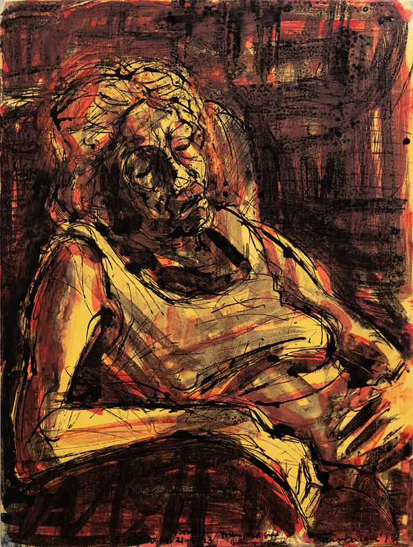 David Fairbairn Study J.M. 21-7-13 , 2013 Acrylic, gouache, pen & ink on wood panel 37 x 27.5cm