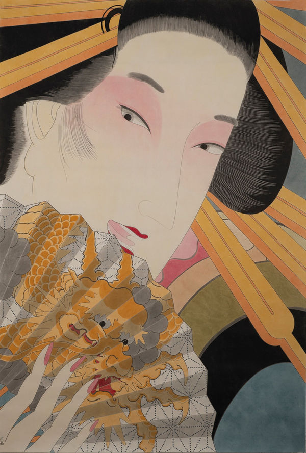 Yoshio Honjo YŪJO 1, 2024 Kumohadamashi Suihi-Enogu Sumi-ink 182 x 121cm