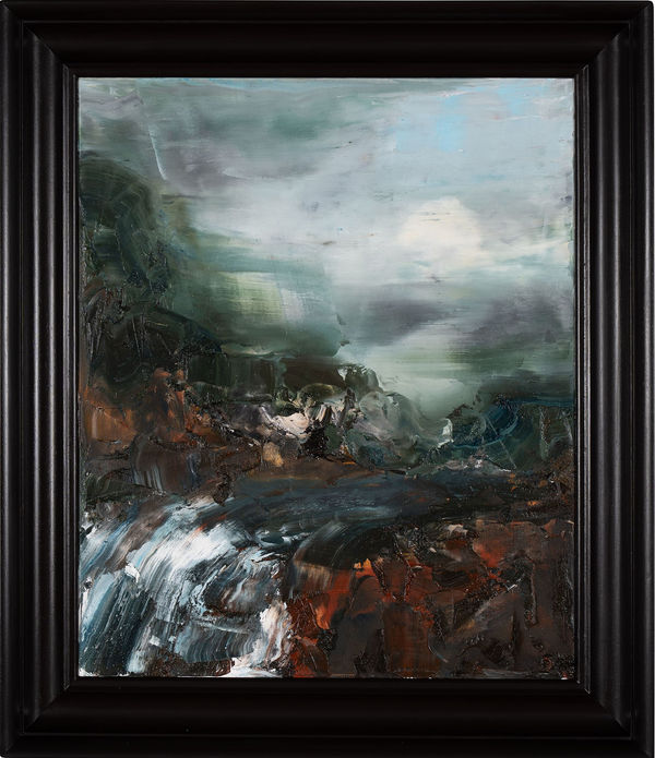 Paul Ryan Where the water falls, Study 2, 2025 Oil on canvas, FX hand stained frame 77 x 65cm