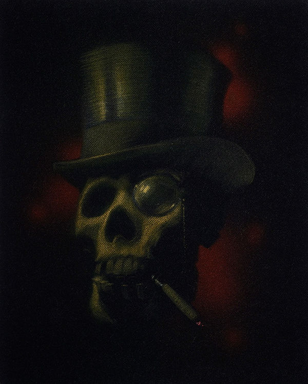 Leslie Rice Mr Lucky, 2022 Acrylic on black velvet 26 x 21cm
