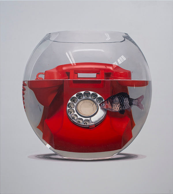 Jonathan Dalton Talking to (A) God on the big red telephone, 2023 Oil on linen 137 x 122cm