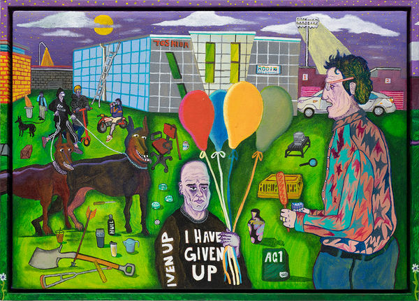 Nick Santoro Night of the Dobermans, 2024 Synthetic polymer paint on polyester 32 x 44.5cm