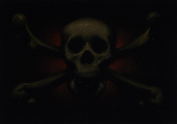 Leslie Rice Jolly Roger, 2022 Acrylic on black velvet 33 x 46cm