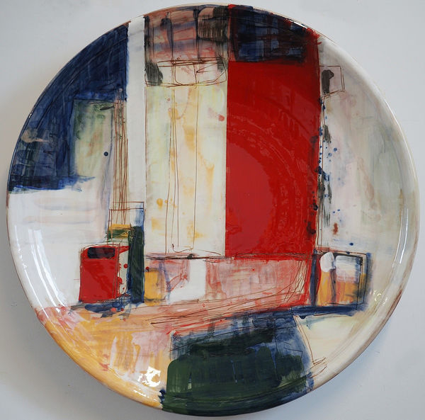 Morten Lassen Plate 4, 2023 Hand painted ceramic 60cm diameter