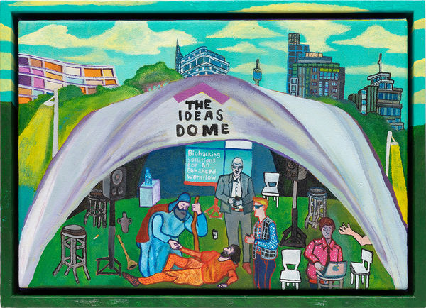 Nick Santoro Blood Pact Under the Ideas Dome, 2024 Synthetic polymer paint on polyester 21 x 29.5cm