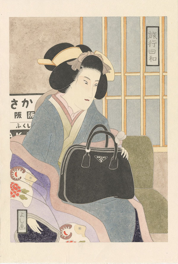 Yoshio Honjo Ryokō-Biyori (Sheep), 2023 Handmade Kozo paper, Sumi ink, Suihi-enogu (water dried pigment) paper size 49x33.5cm