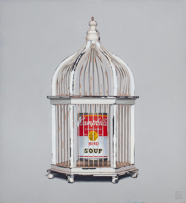 Jonathan Dalton The feather crested Warhol, 2023 Oil on birch board 60 x 55cm