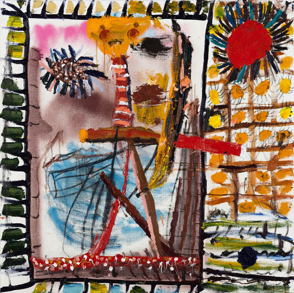 James Drinkwater Vendors, outside the Met, 2023 Oil on linen 112 x 112cm