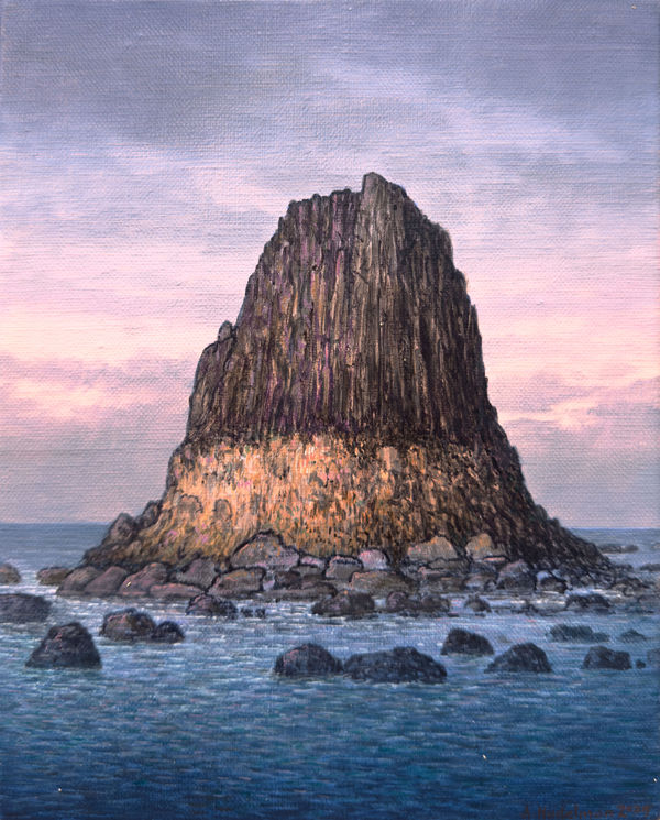 Adam Nudelman Pulpit Rock, Cape Schank No. 2, 2025 Acrylic and oil on linen Framed 25 x 20cm