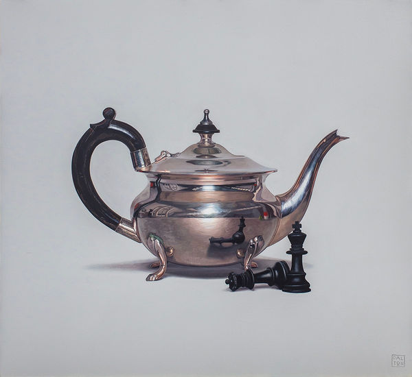 Jonathan Dalton Long live the King, the Queen is dead, 2023 Oil on birch board 56 x 60cm