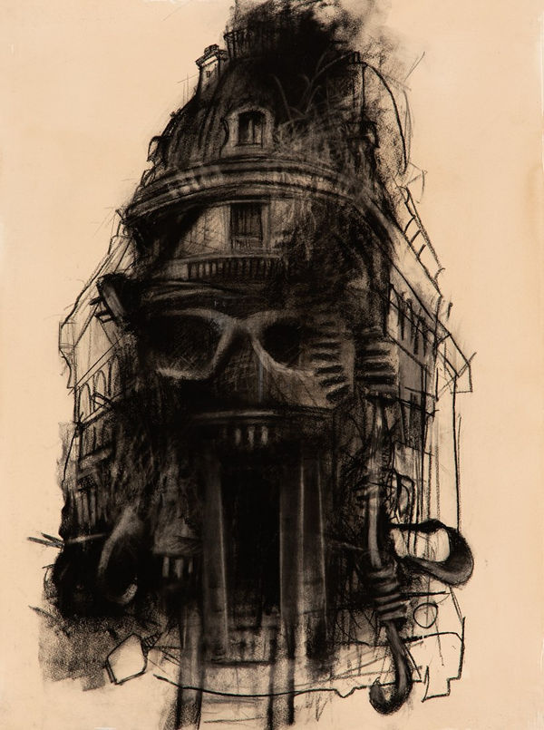 Jody Graham House Patrol, 2022 Charcoal on paper 86 x 68cm F