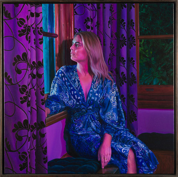 Dianne Gall Blue Moon, Fire Heart, 2023 Oil on Linen F. 64 x 64cm