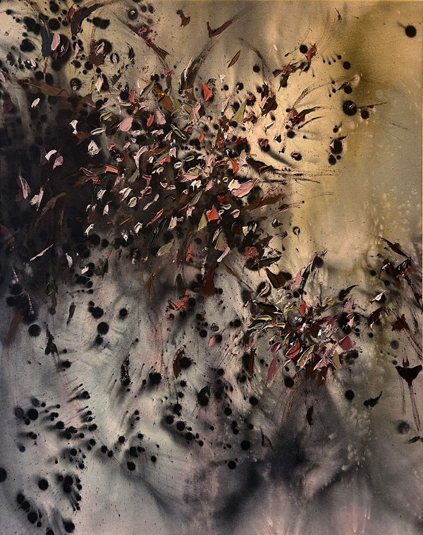 Christopher Horder Raven's Lullaby, 2022 Watercolour, acrylic, ink and oil on canvas 115 x 90cm