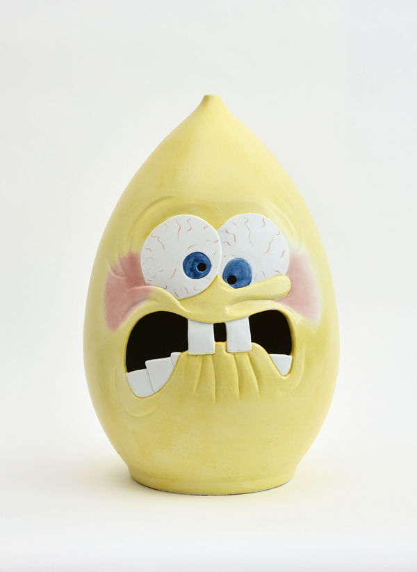 PHILJAMES Little Sponge Man Thrown JingDeZhen Porcelain, hand carved and painted 43 x 26 x 26cm