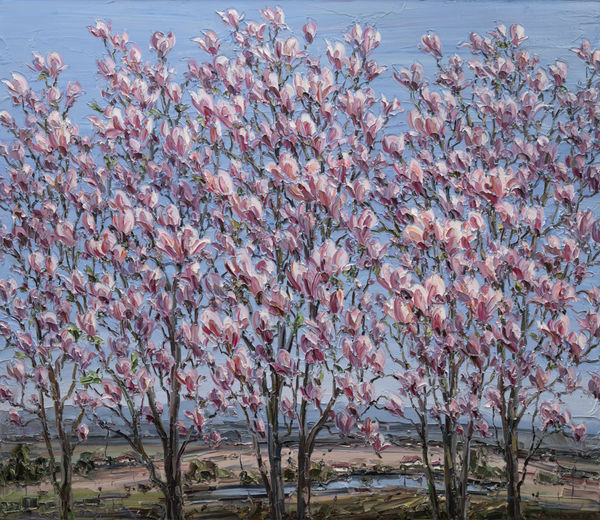 Jun Chen Magnolia and fields, 2025 Oil on canvas 137 x 160cm