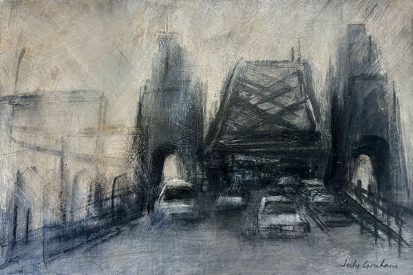 Jody Graham When the fog lifts, 2025 Charcoal on gessoed panel 20 x 30cm