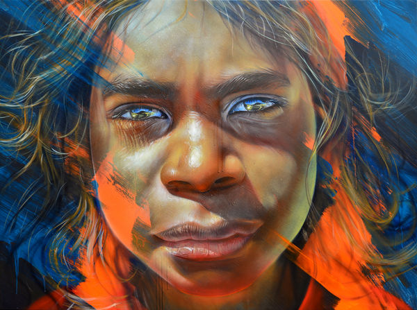 Matt Adnate Reunited, 2025 Spray Paint and Acrylic on Linen 134 x 180cm