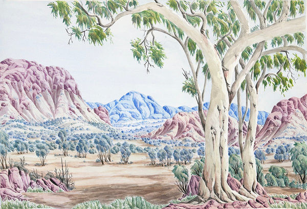 Kumantji (Hubert) Pareroultja Uruna Tjina, James Range, NT Central Australia, 2023 Watercolour on paper 70.5 x 102cm