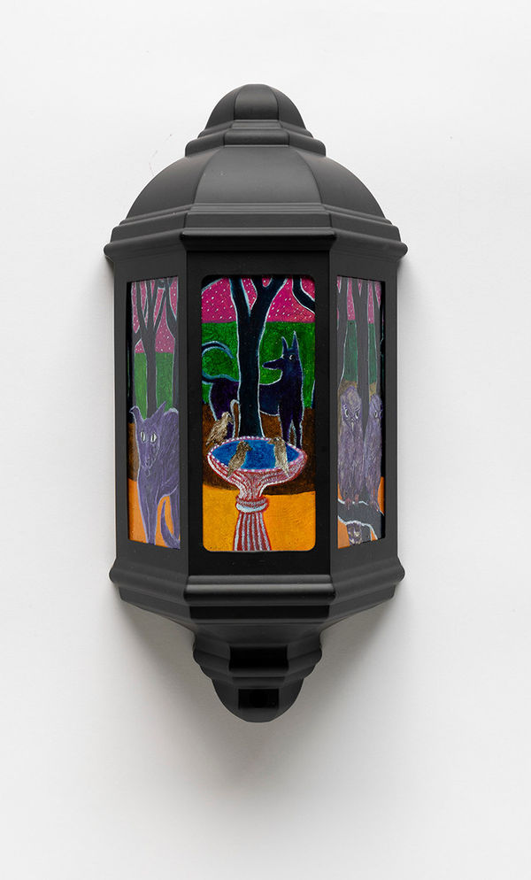 Nick Santoro Umbi Gumbi Adventures Part 2, 2025 Synthetic polymer paint on glass and metal 36 x 17.5 x 10cm