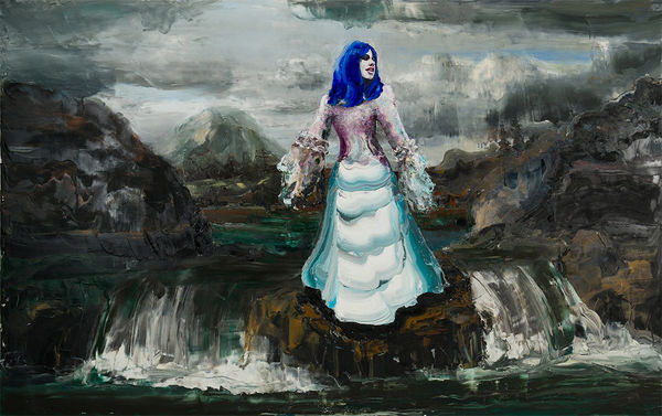 Paul Ryan She floated in on a cloud, Ela Vesta Nuvem, 2024 Oil on linen 200 x 330cm