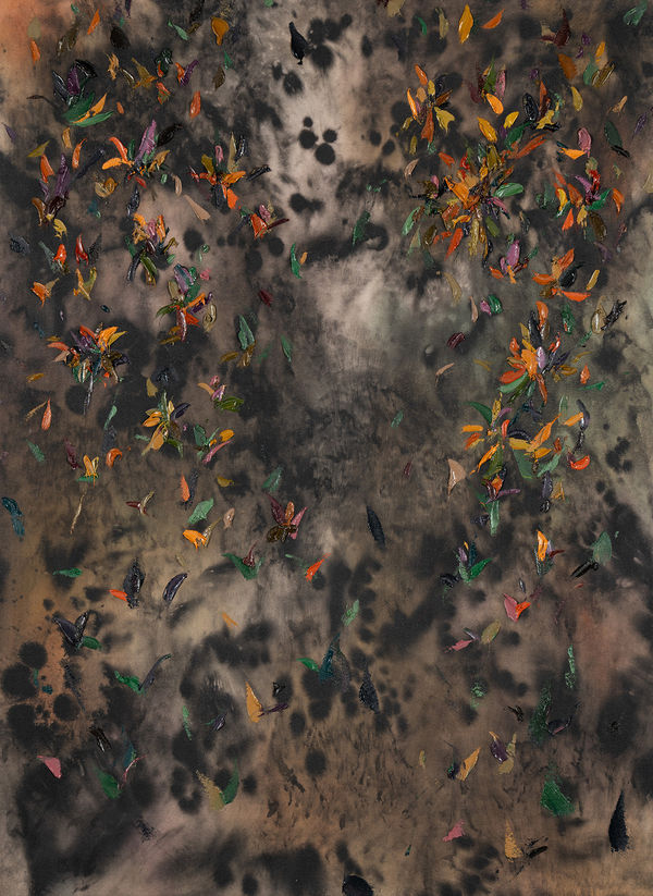 Christopher Horder Flowers by the Track, 2024 Handmade watercolour, Indian ink and oil on canvas 130.5 x 95cm